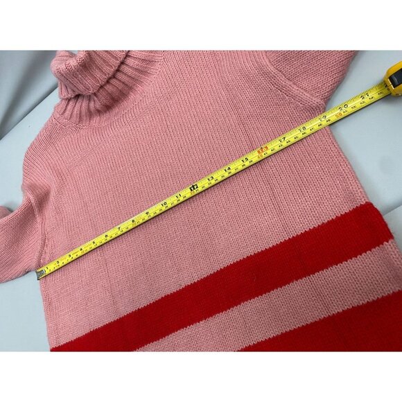 Ann Taylor Wool Blend Turtleneck Sweater Womens size Small Colorblock Pink Red - Picture 6 of 8